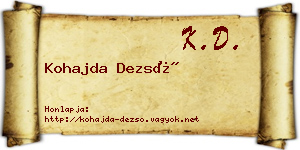 Kohajda Dezső névjegykártya